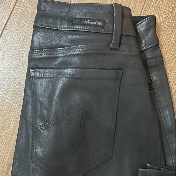 Level 99 Jeans Liza Midrise Black Vegan Leather Modal Skinny Jeans Black 28 - Picture 5 of 6